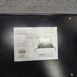 Black Metal Monitor Stand Riser Laptop Desk Organizer 16.25x10x5.5